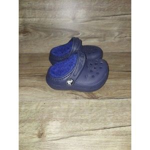 Blue Fur Lined Crocs Child Size 4